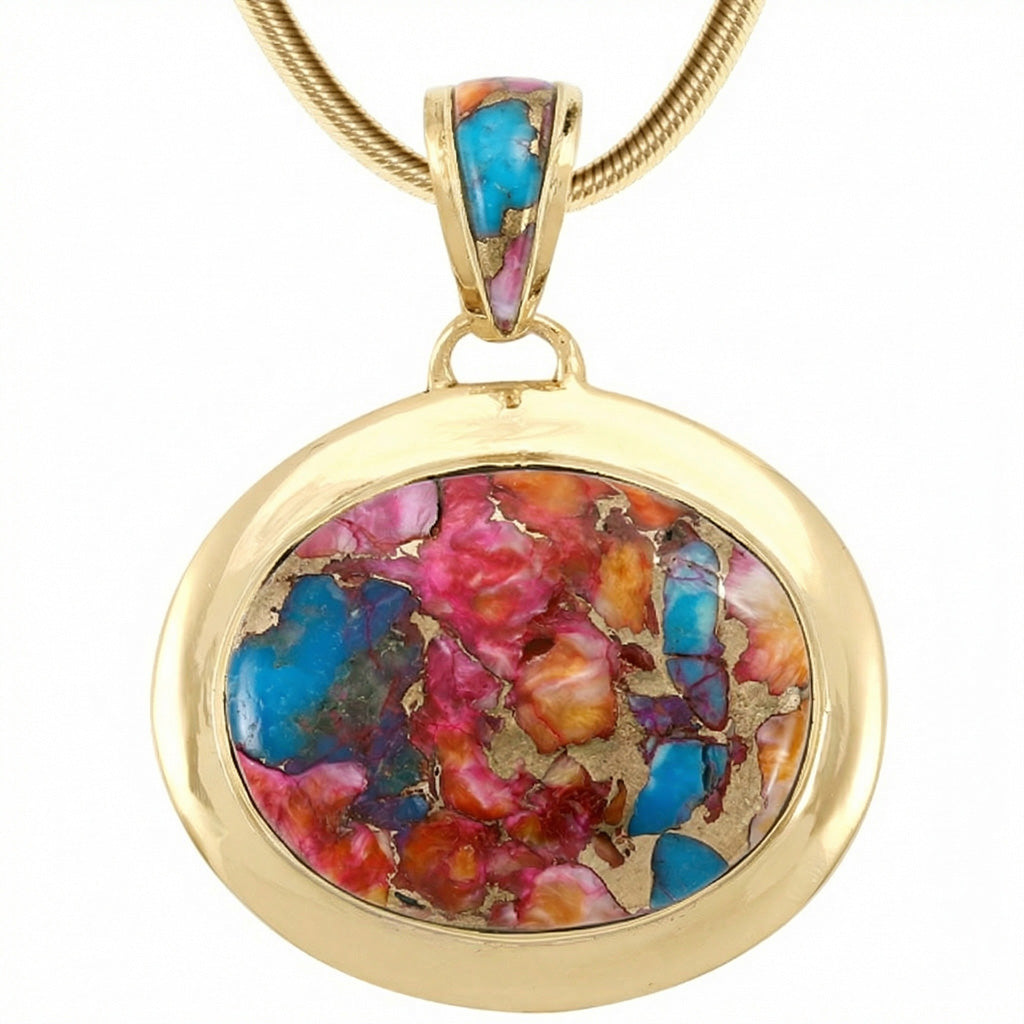Rainbow Spiny Turquoise Pendant GoldCopper™ P3082-GB-C91