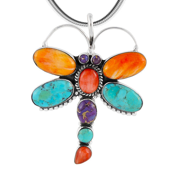 Sterling Silver Dragonfly Pendant Multicolor P3083-C71