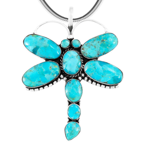 Sterling Silver Dragonfly Pendant Turquoise P3083-C75