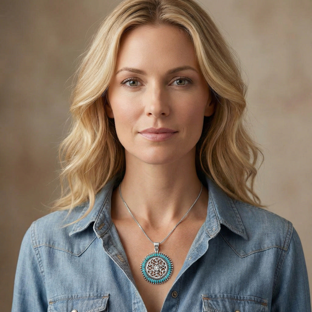 Turquoise Pendant Sterling Silver P3085-C75