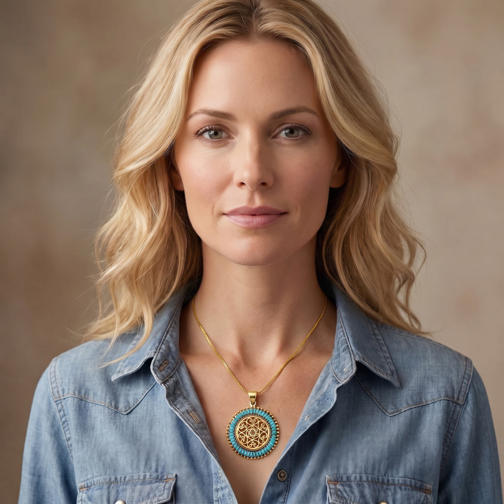 Turquoise Pendant GoldCopper P3085-GB-C75