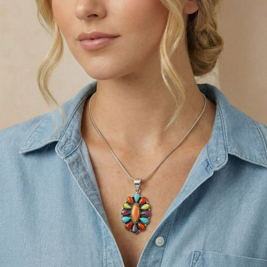 Sterling Silver Pendant Multicolor P3099-C71