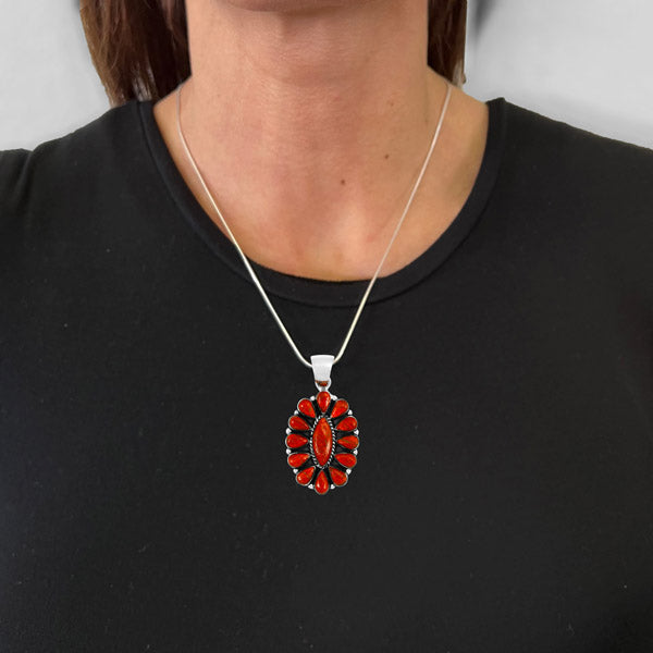 Coral Pendant Sterling Silver P3099-C74