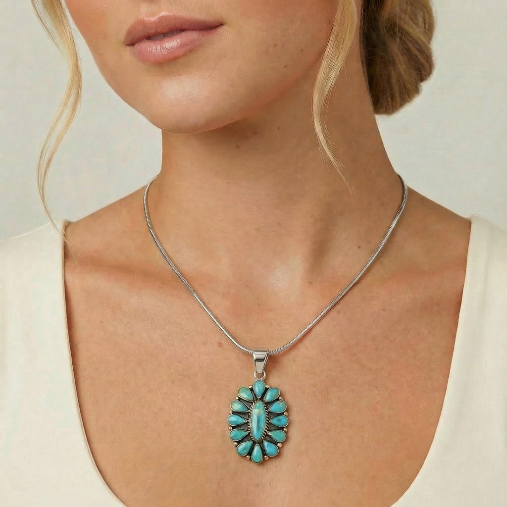 Sterling Silver Pendant Turquoise P3099-C75