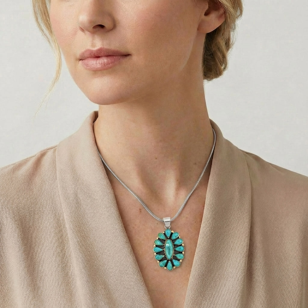 Sterling Silver Pendant Turquoise P3099-C75