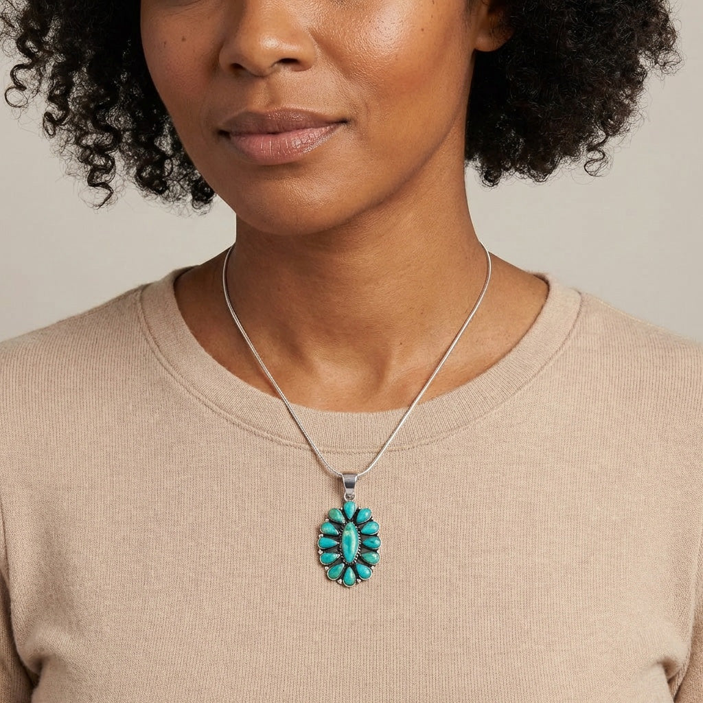 Sterling Silver Pendant Turquoise P3099-C75