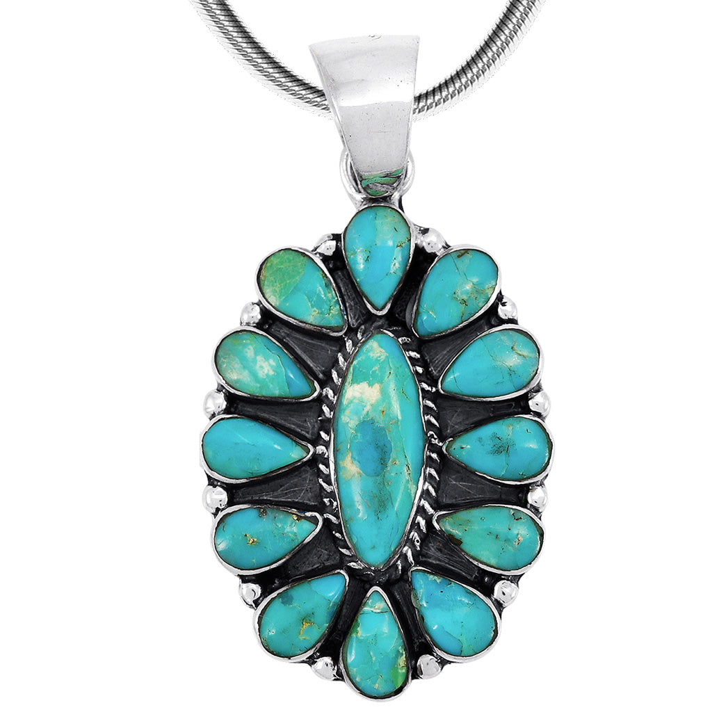 Turquoise Pendant SilverBronzé P3099-SB-C75
