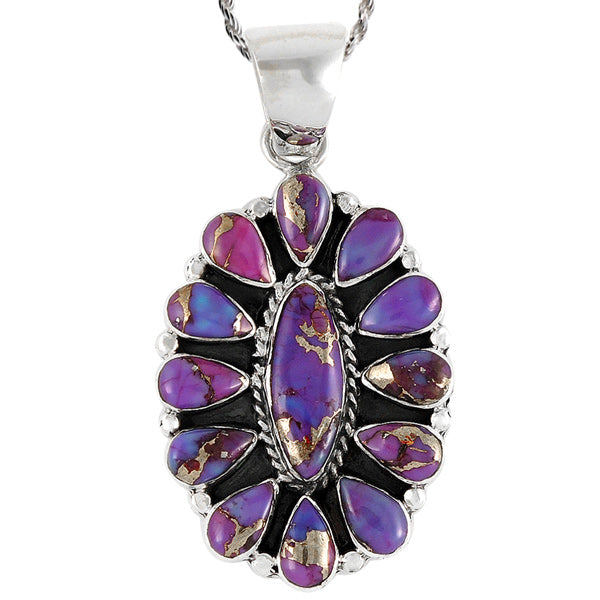 Sterling Silver Pendant Purple Turquoise P3099-C77