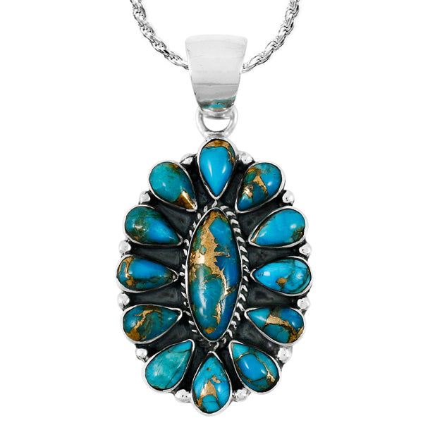 Matrix Turquoise Pendant Sterling Silver P3099-C84