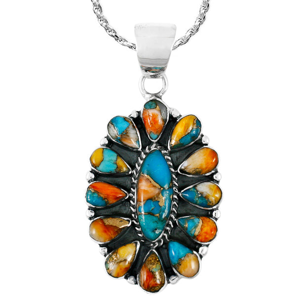 Spiny Turquoise Pendant Sterling Silver P3099-C89