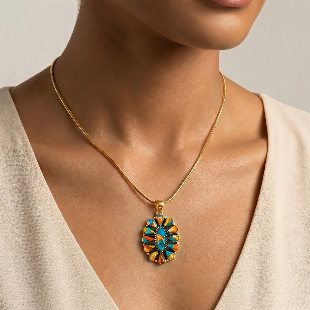 Spiny Turquoise Pendant GoldCopper P3099-GB-C89