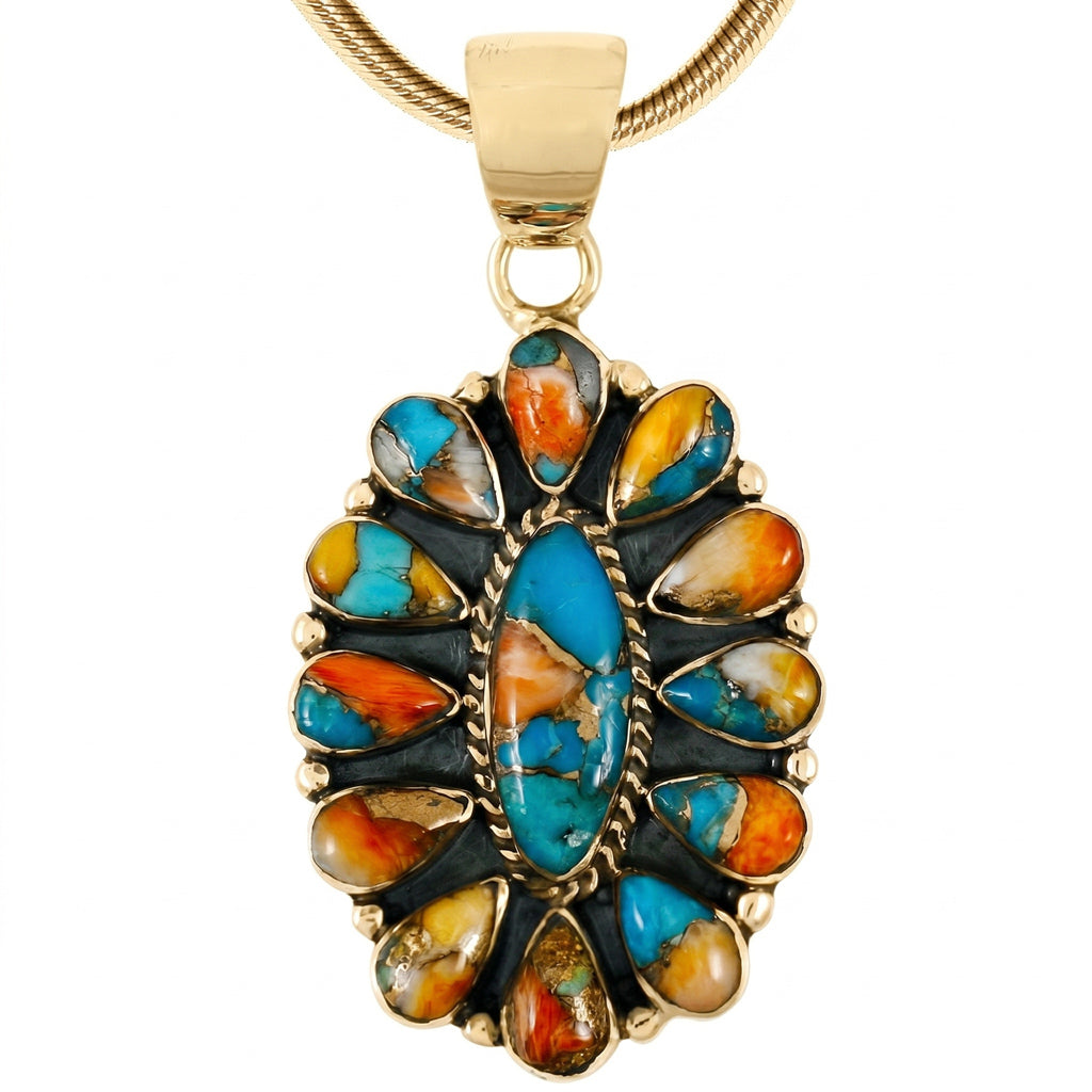 Spiny Turquoise Pendant GoldCopper P3099-GB-C89