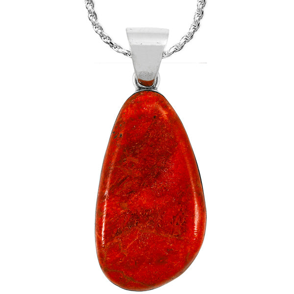 Coral Pendant Sterling Silver P3102-LG-C74