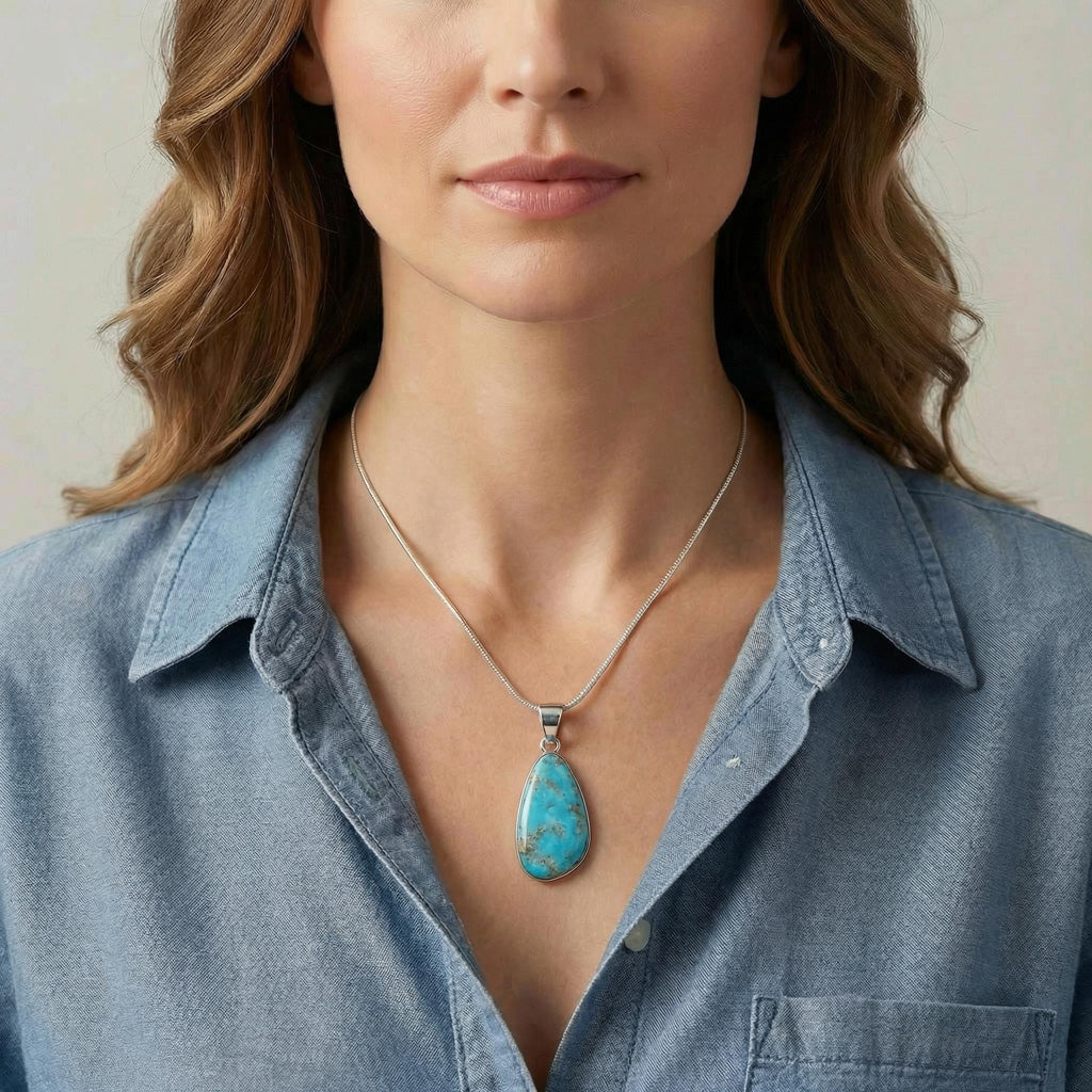 Turquoise Pendant Sterling Silver P3102-LG-C75