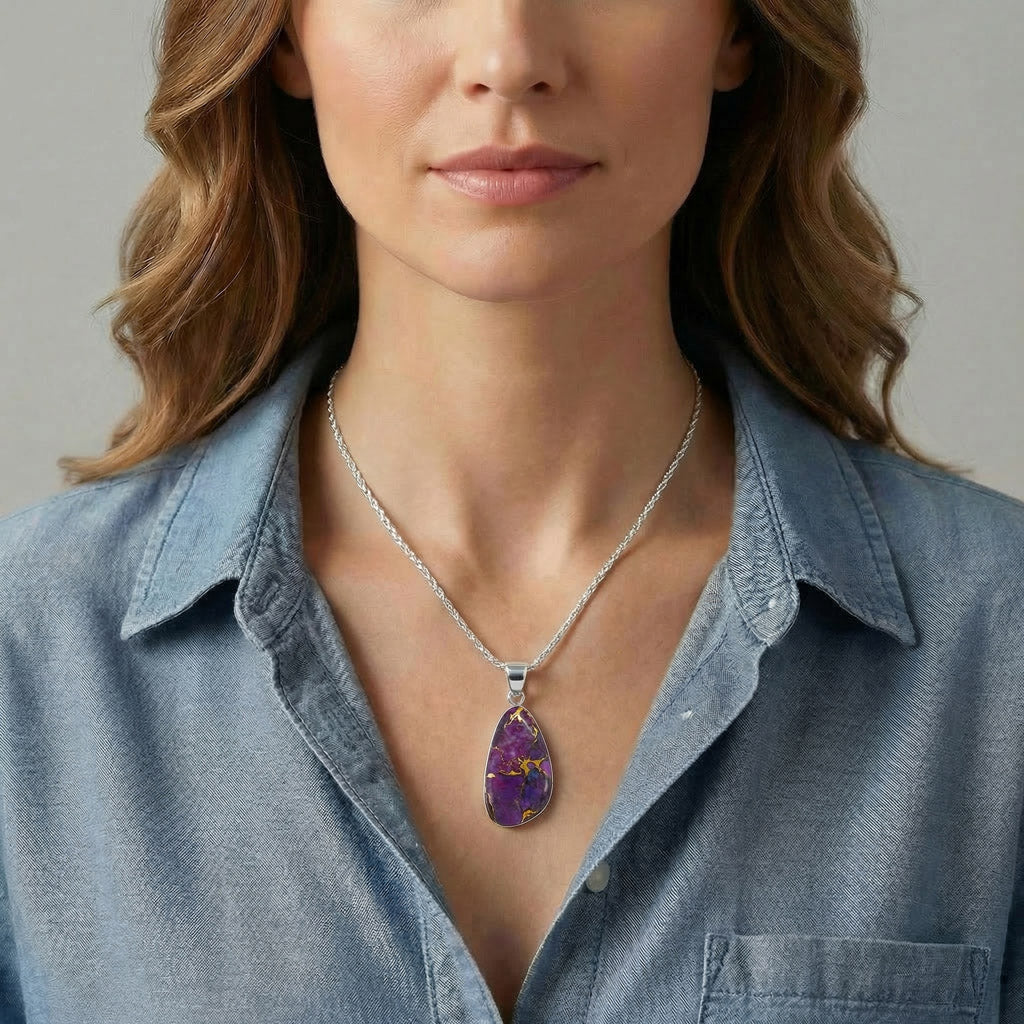 Purple Turquoise Pendant Sterling Silver P3102-LG-C77