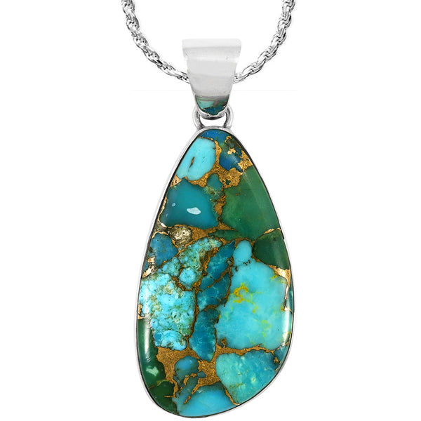 Matrix Turquoise Pendant Sterling Silver P3102-LG-C84