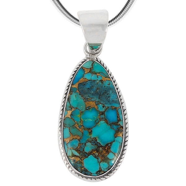 Matrix Turquoise Pendant Sterling Silver P3103-C84