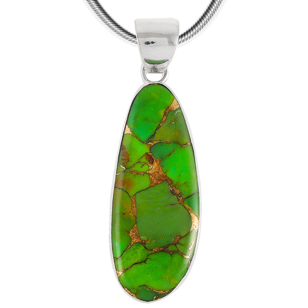 Green Turquoise Pendant Sterling Silver P3104-C76