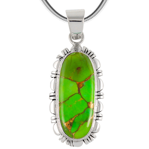 Green Turquoise Pendant Sterling Silver P3106-C76