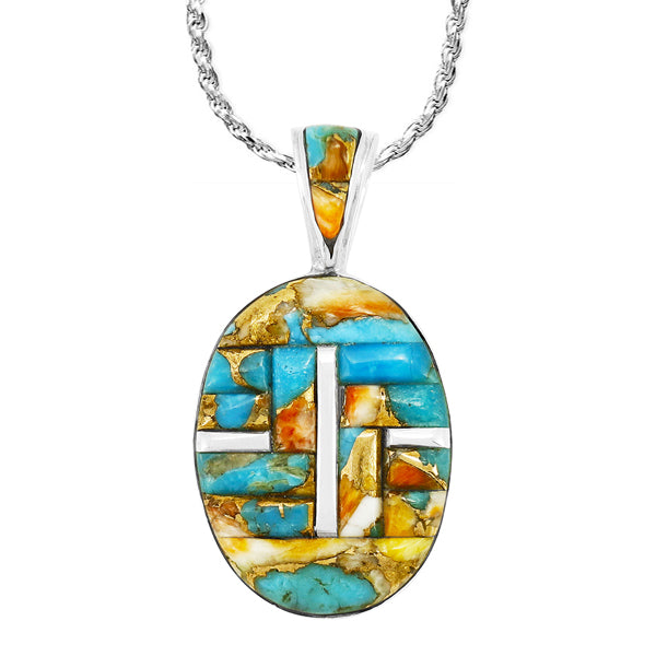 Spiny Turquoise Pendant Sterling Silver P3108-C89