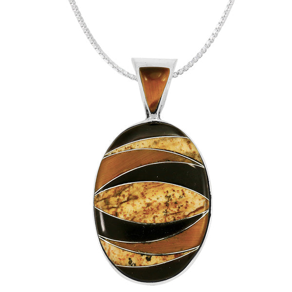 Tiger Eye Gemstone Pendant Sterling Silver P3108-SM-C33