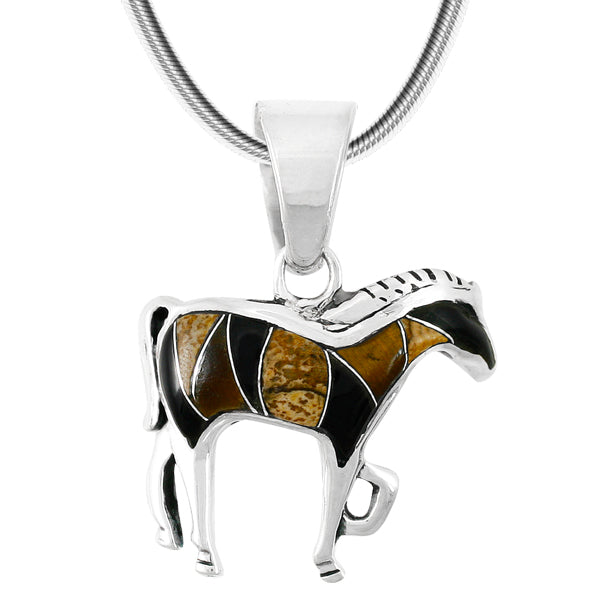 Tigers Eye Horse Pendant Sterling Silver P3109-C33