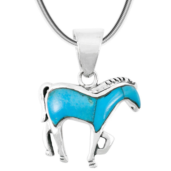 Turquoise Horse Pendant Sterling Silver P3109-C75