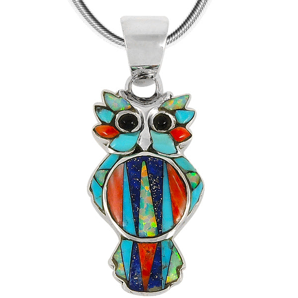 Owl Multicolor Pendant Sterling Silver P3110-C00