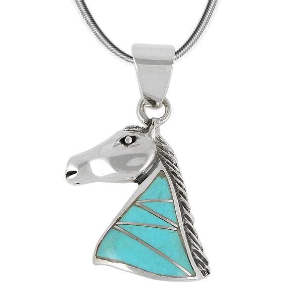 Horse Turquoise Pendant Sterling Silver P3114-C05