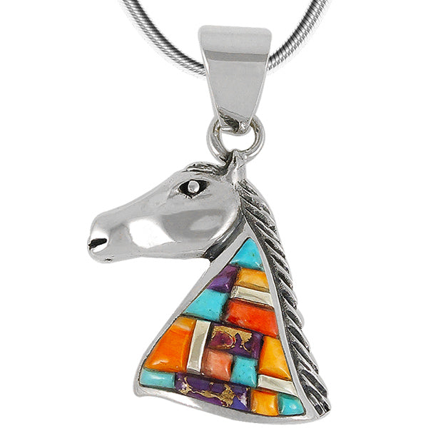 Horse Multicolor Pendant Sterling Silver P3114-C51