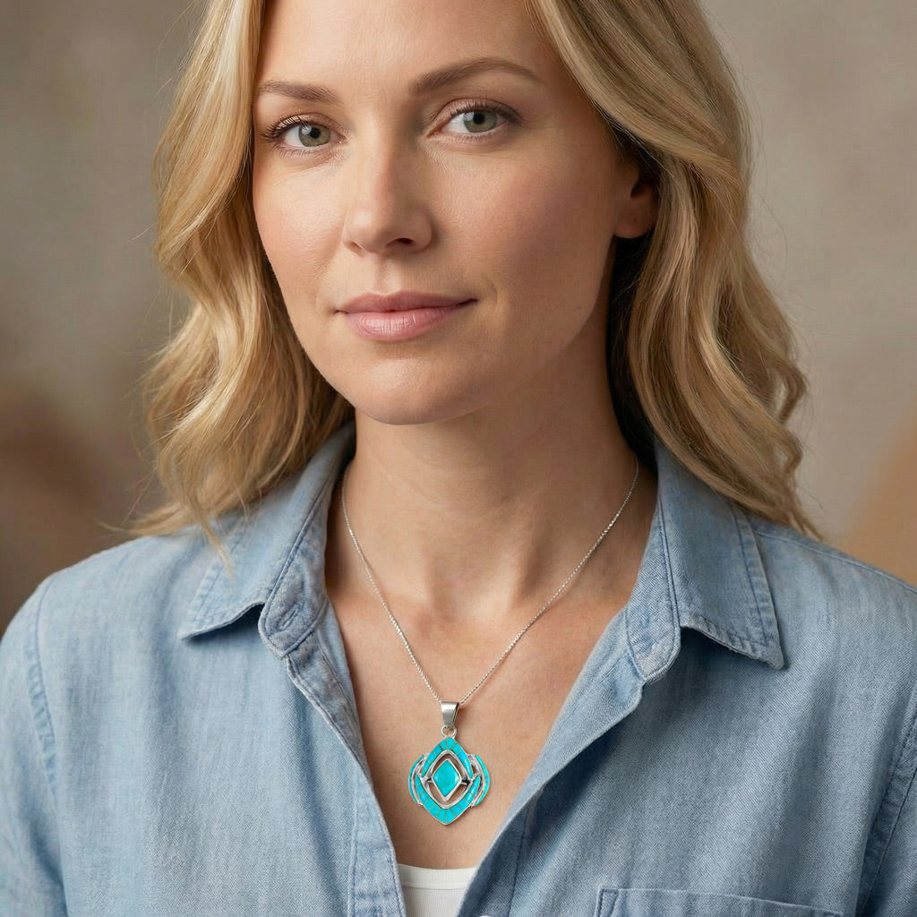 Sterling Silver Pendant Turquoise P3115-C05