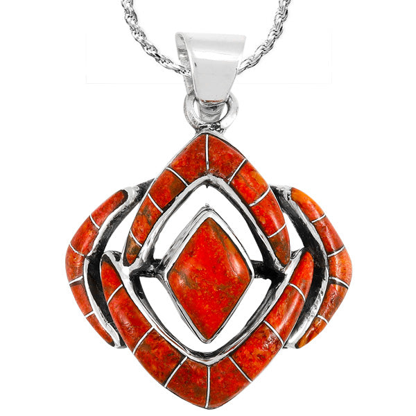 Coral Pendant Sterling Silver P3115-C74