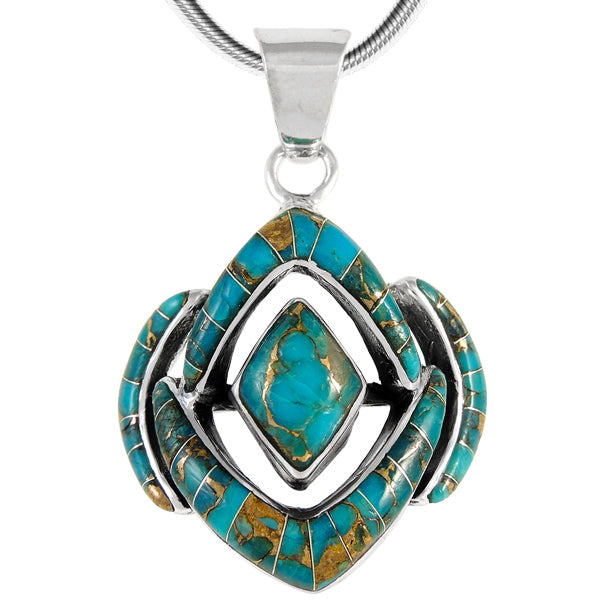 Sterling Silver Pendant Matrix Turquoise P3115-C84