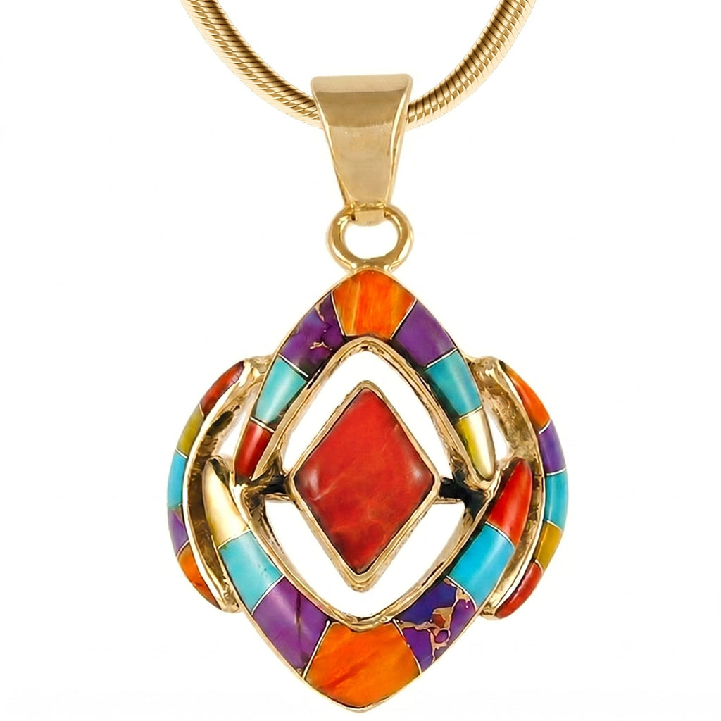Multi Gemstone Pendant GoldCopper P3115-GB-C01