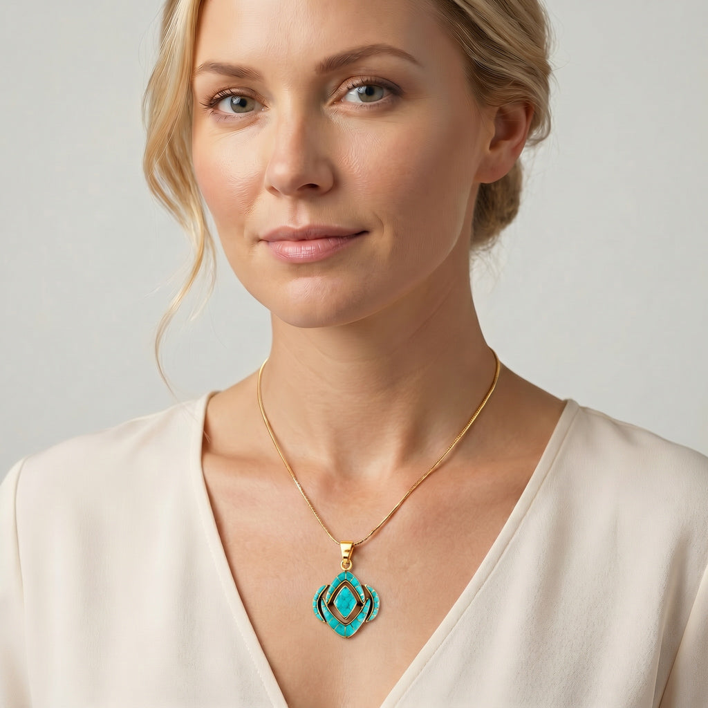 Turquoise Pendant GoldCopper P3115-GB-C05