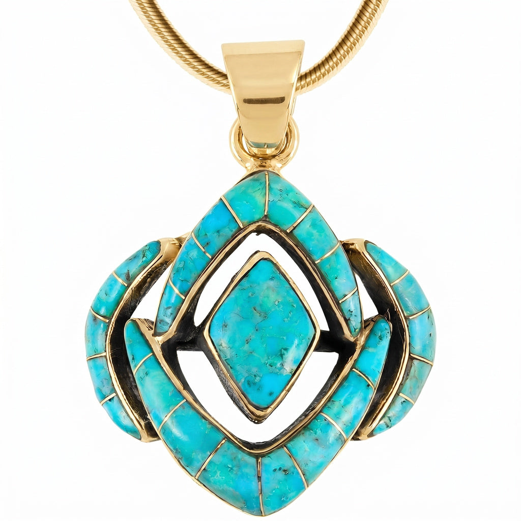 Turquoise Pendant GoldCopper P3115-GB-C05