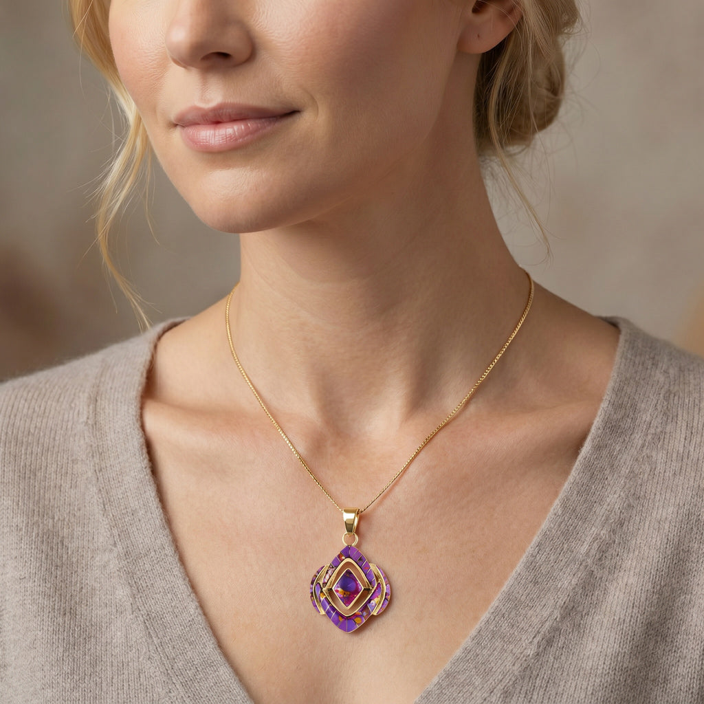 Purple Turquoise Pendant GoldCopper P3115-GB-C07