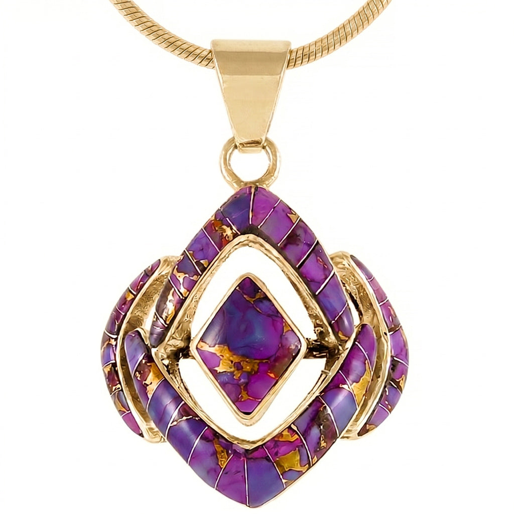Purple Turquoise Pendant GoldCopper P3115-GB-C07