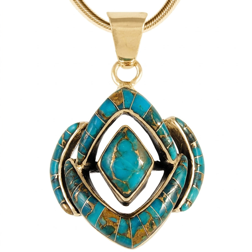 Matrix Turquoise Pendant GoldCopper P3115-GB-C84