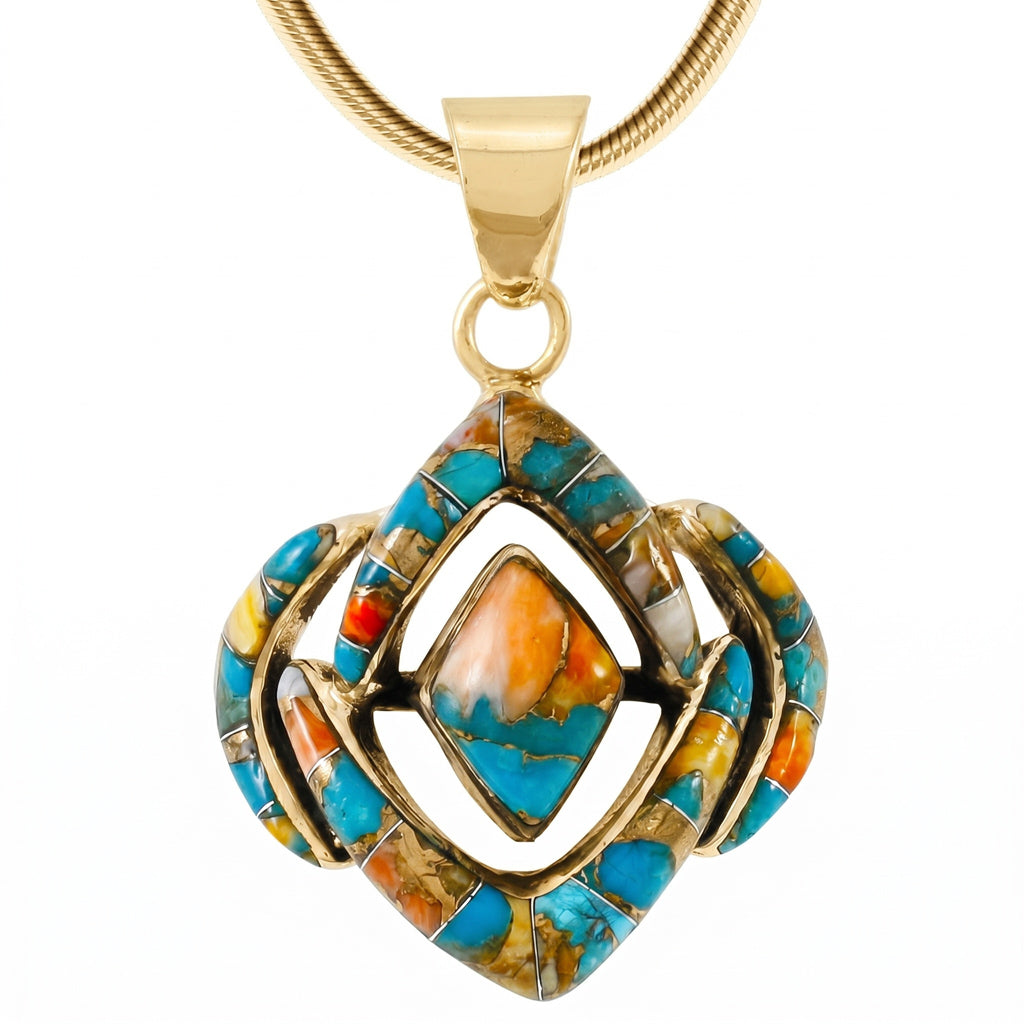 Spiny Turquoise Pendant GoldCopper P3115-GB-C89