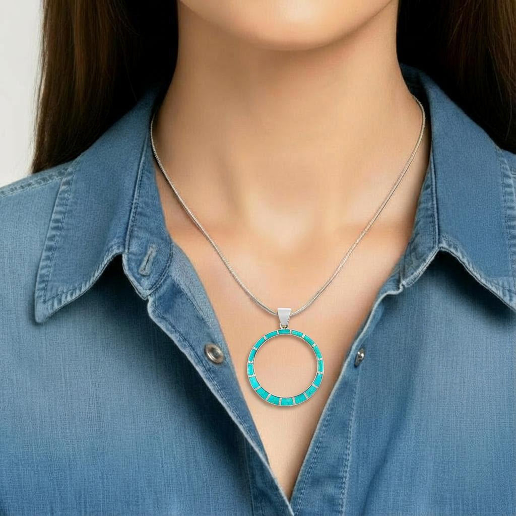 Turquoise Pendant SilverBronzé P3124-SB-C05