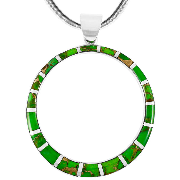 Sterling Silver Pendant Green Turquoise P3124-C06