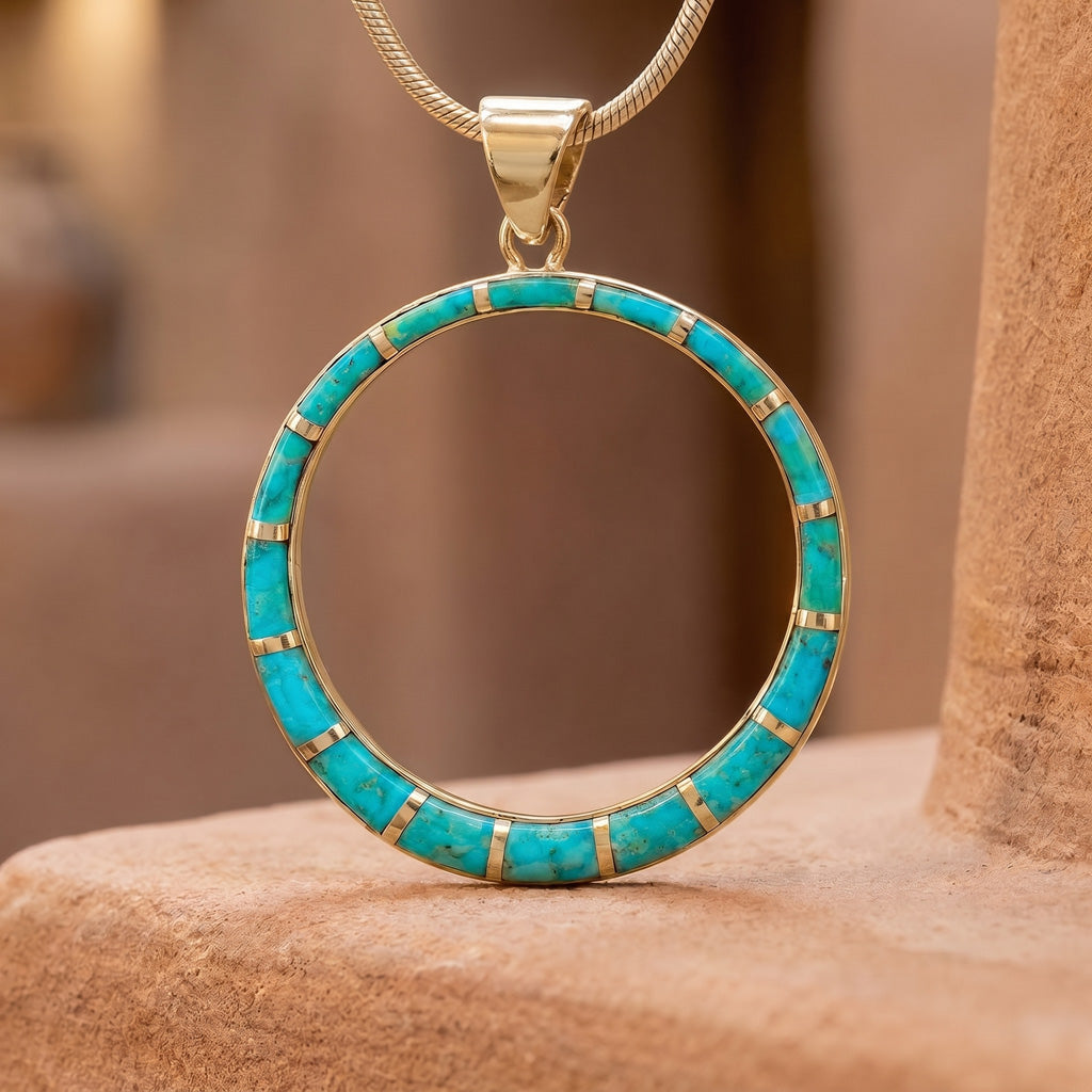 Turquoise Pendant GoldCopper P3124-GB-C05