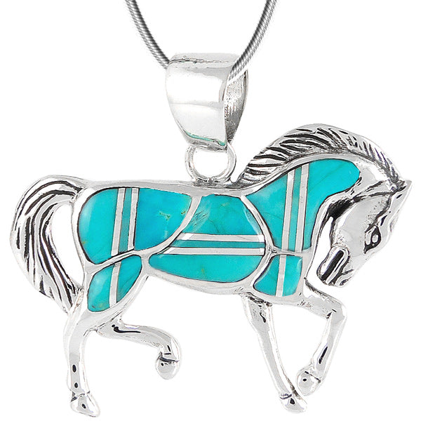 Sterling Silver Horse Pendant Turquoise P3125-C05