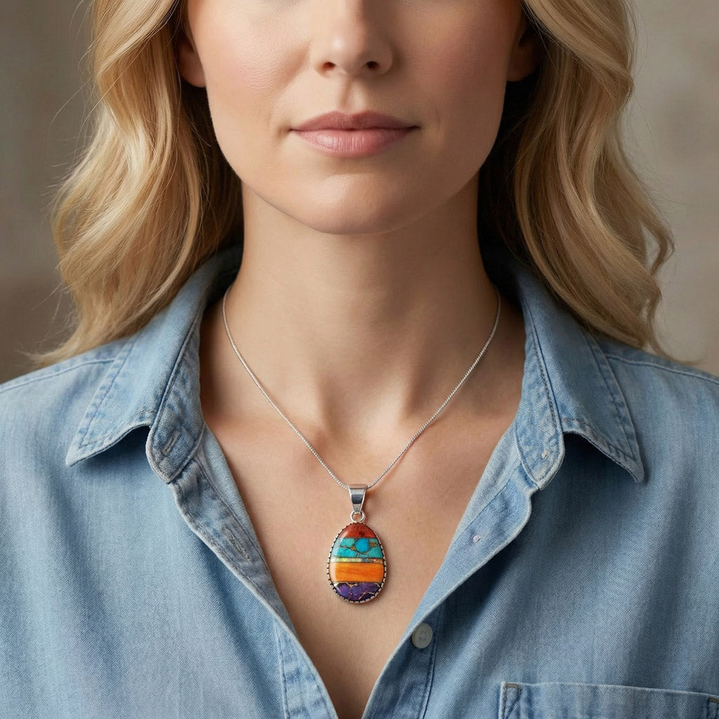 Sterling Silver Pendant Multicolor P3131-C00