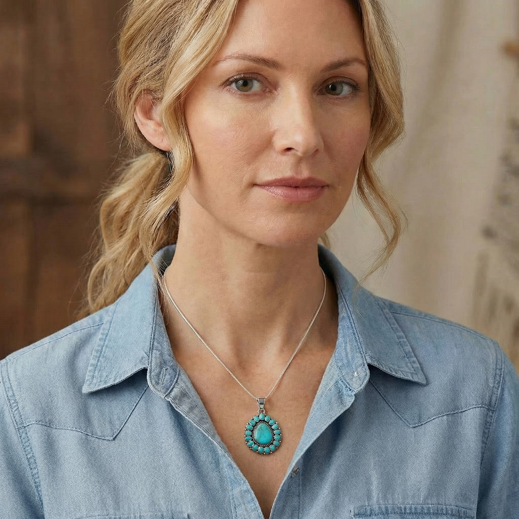 Sterling Silver Pendant Turquoise P3137-SM-C75