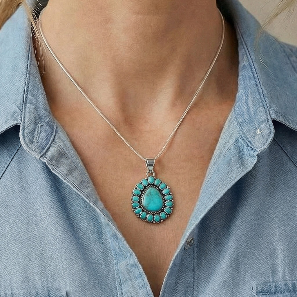 Sterling Silver Pendant Turquoise P3137-SM-C75