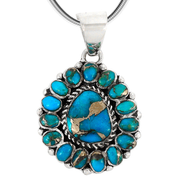 Sterling Silver Pendant Matrix Turquoise P3137-SM-C84