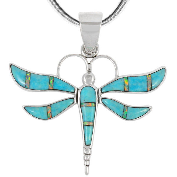 Sterling Silver Dragonfly Pendant Turquoise P3138-C21