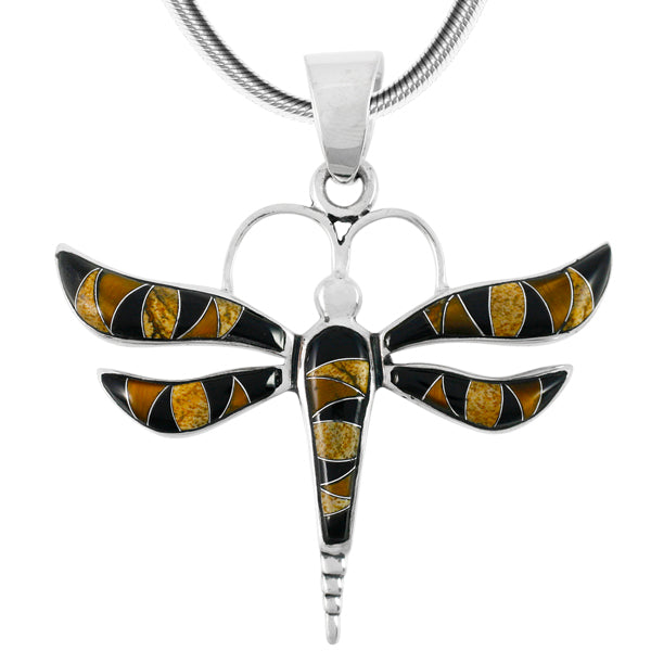 Tiger's Eye Dragonfly Pendant Sterling Silver P3138-C33